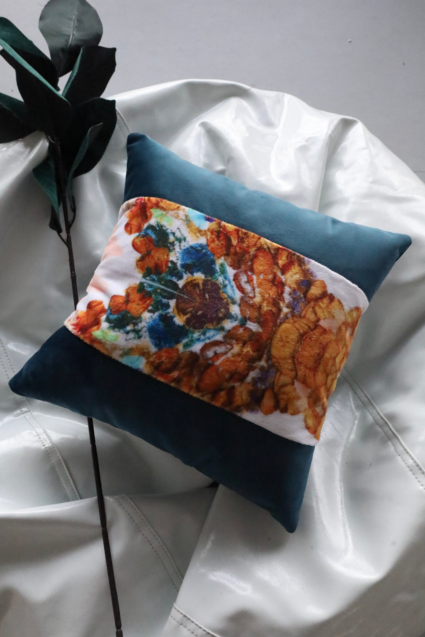 Teal Foliage Pillow
