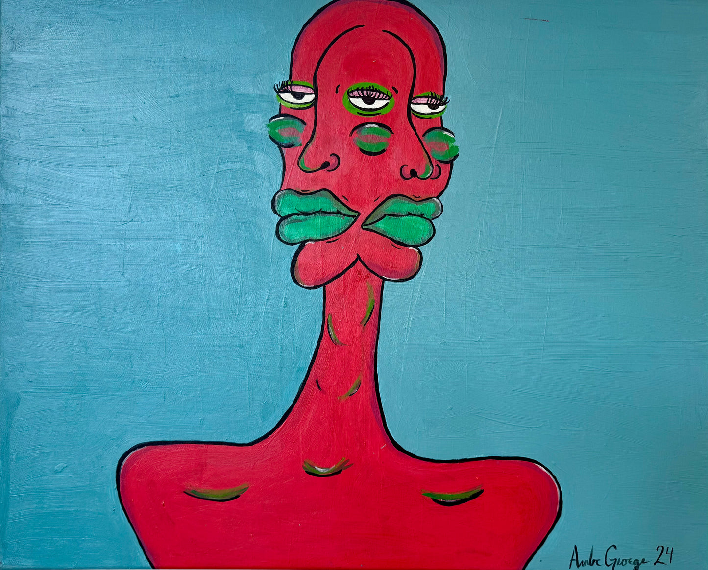 Two Faced Third Eye - 30 x 24 by Amber George